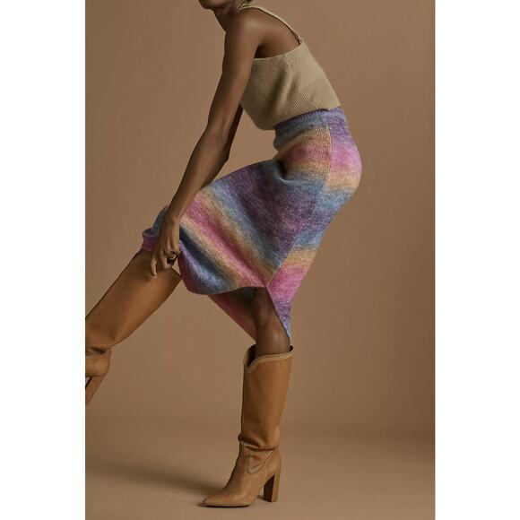 NWT Anthropologie Sunset Ombre Sweater Midi Skirt - Size 10 - Picture 3 of 8